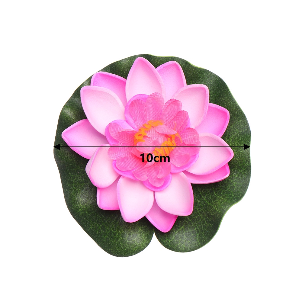 Hoa sen và lá xanh nhân tạo bằng xốp nổi được trên mặt nước kích thước 10cm dùng để trang trí nhà cửa