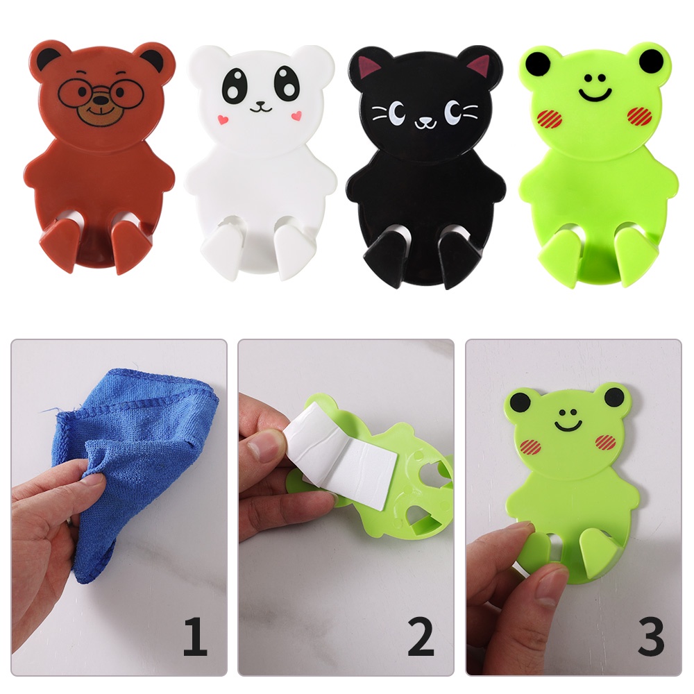 Móc treo phích cắm hình hoạt hình tự dính sáng tạo dễ thương