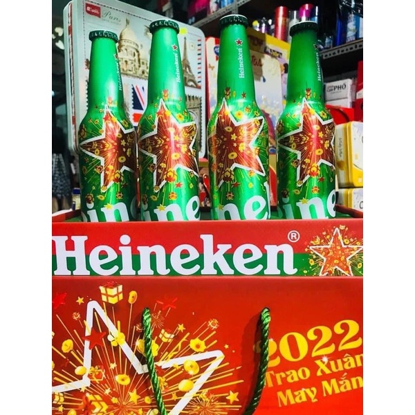 Hộp quà tặng 4 chai Heineken Aluminum phiên bản Tết 2022