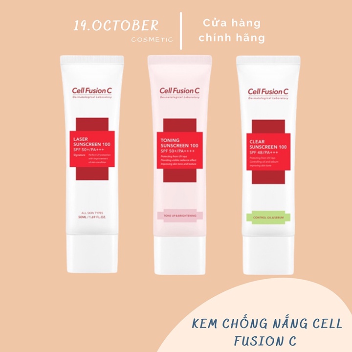 Kem chống nắng Cell Fusion C Laser / Clear / Toning Suncreen Đỏ / Xanh 50ml