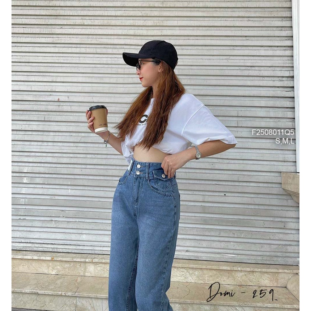 Quần baggy jean lưng cao 2 nút hàng đẹp!