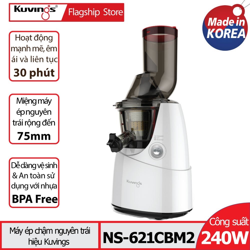 Máy ép trái cây tốc độ chậm Kuvings NS-621CBM2  Màu trắng - Hàng chính hãng