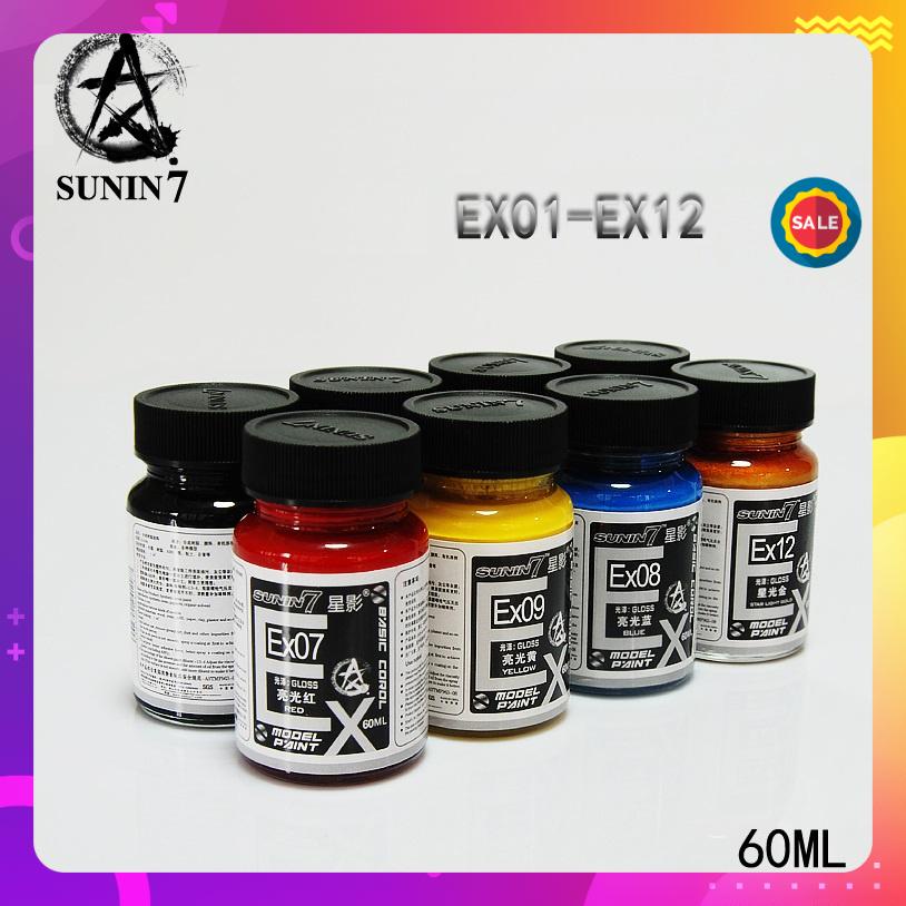 Sơn màu cơ bản có hiệu ứng bóng/mờ EX01-EX12 60ml lacquer Sunin 7 - Sơn Mô Hình