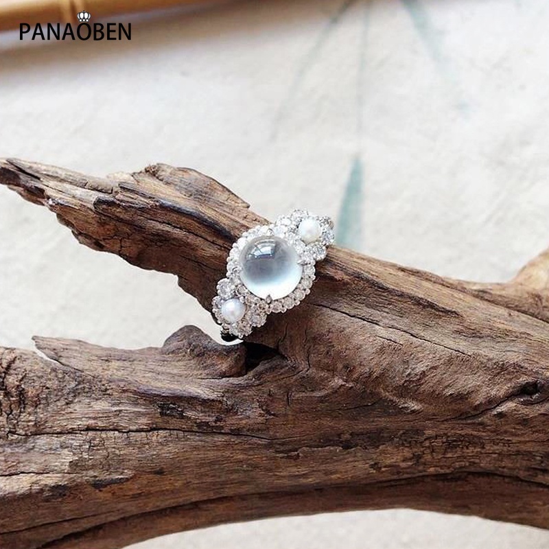 Nhẫn Bạc 925 Mặt Tròn Khảm Đá Ngọc Trai Nhân Tạo Phong Cách Hàn Quốc Nhật Hàn Hàng Mới Thời Trang Cho Nữ
