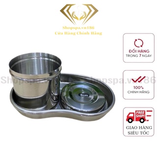 Hũ inox đựng bông Khay inox hạt đậu dùng trong y tế, spa