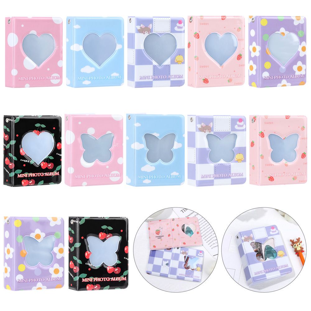 Album ảnh đóng gáy mini khoét lỗ rỗng hình trái tim tình yêu họa tiết hoạt hình dùng đựng danh thiếp/biên lai/hình ảnh
