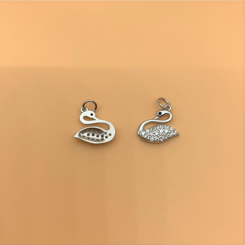 Charm treo thiên nga đính đá bạc thái - Charm Bạc 925 - Mã CA510