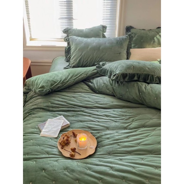 BỘ CHĂN GA GỐI  NỈ NHUNG CAO CẤP GA PHỦ 5 MÓN PHONG CÁCH HÀN QUỐC