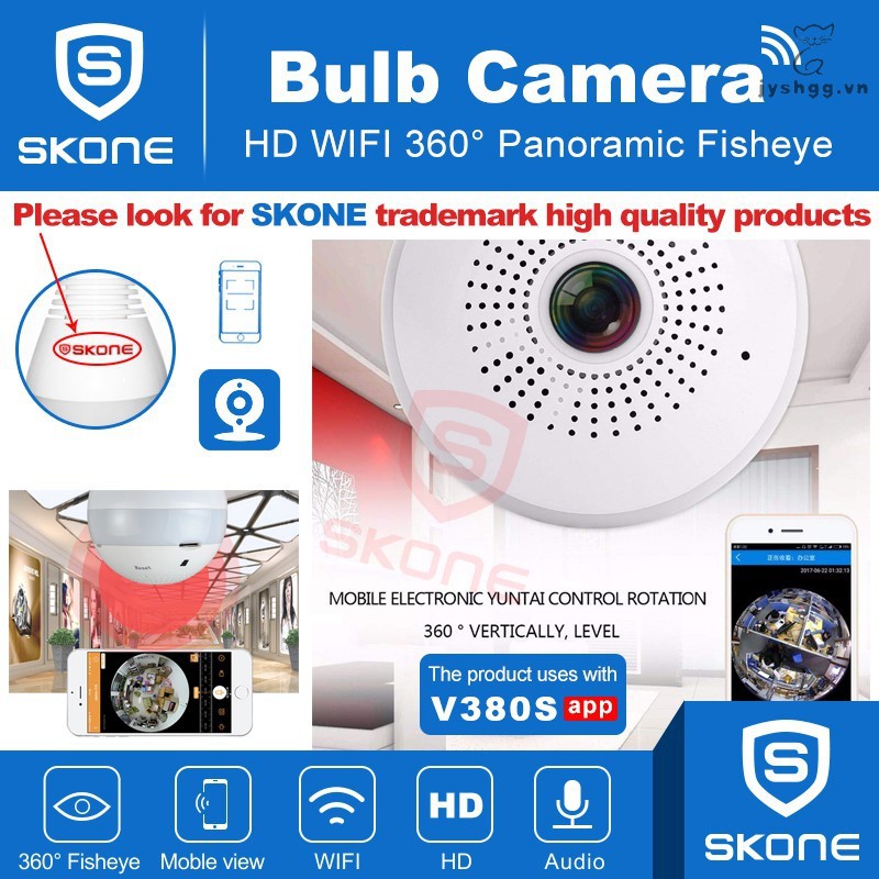 Camera An Ninh V380 Kết Nối Wifi Xoay 360 Độ