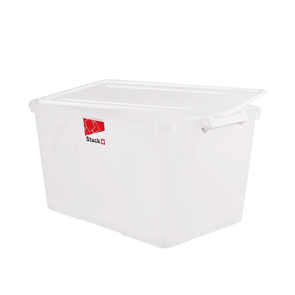 HomeBase STACKO thùng nhựa đựng đồ có nắp có bánh xe Thái Lan 66L W62xD43xH34.5Cm Trắng