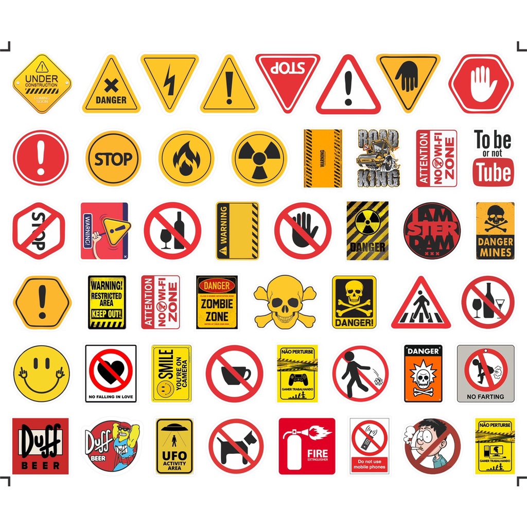 Bộ 200 sticker chủ đề BIỂN BÁO CỔ ĐIỂN dùng để trang trí điện thoại di động/ván trượt/vali không để lại dấu keo