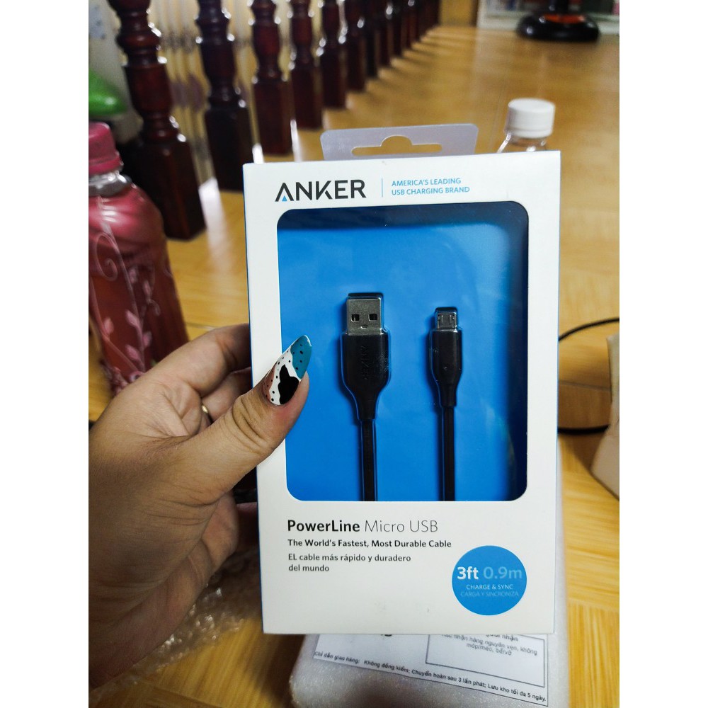 [BẢO HÀNH 18 THÁNG] Dây Cáp Sạc Micro USB Anker PowerLine 0.9m - A8132 - Hàng Chính Hãng