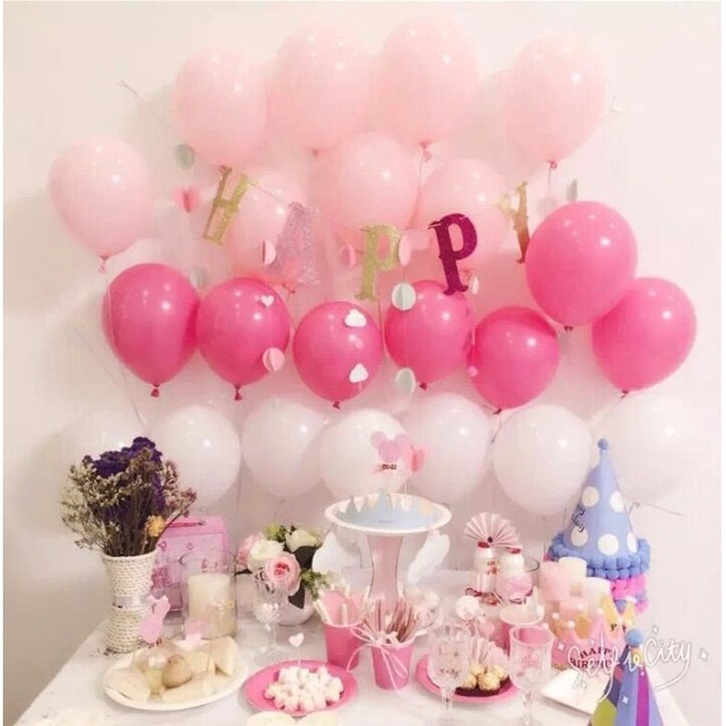 Set 100 Bong Bóng Dày 12 Inch Màu Hồng Dùng Để Trang Trí Tiệc Sinh Nhật / Đám Cưới