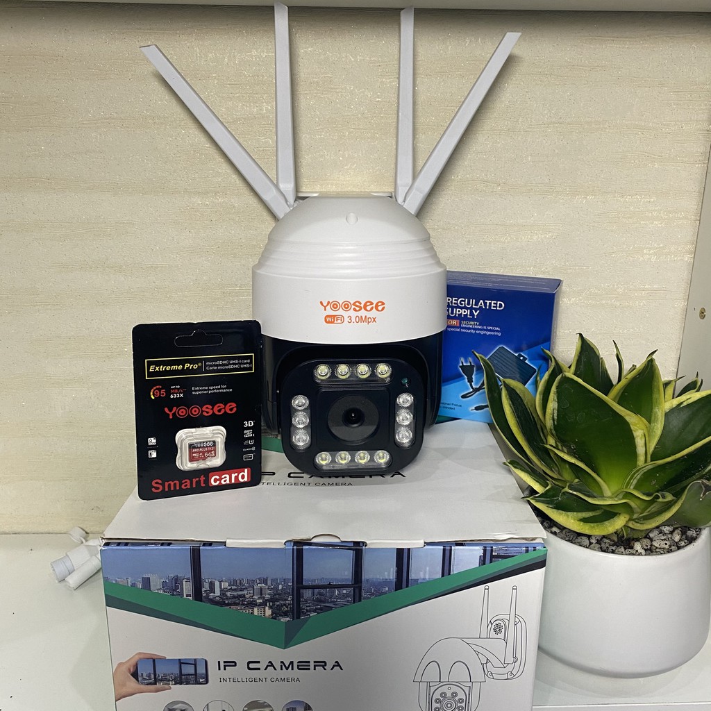 Camera yoosee 14 đèn-camera xoay 360 ngoài trời 3.0Mpx 4râu, quay đêm có màu,chống mưa, chống chộm | BigBuy360 - bigbuy360.vn