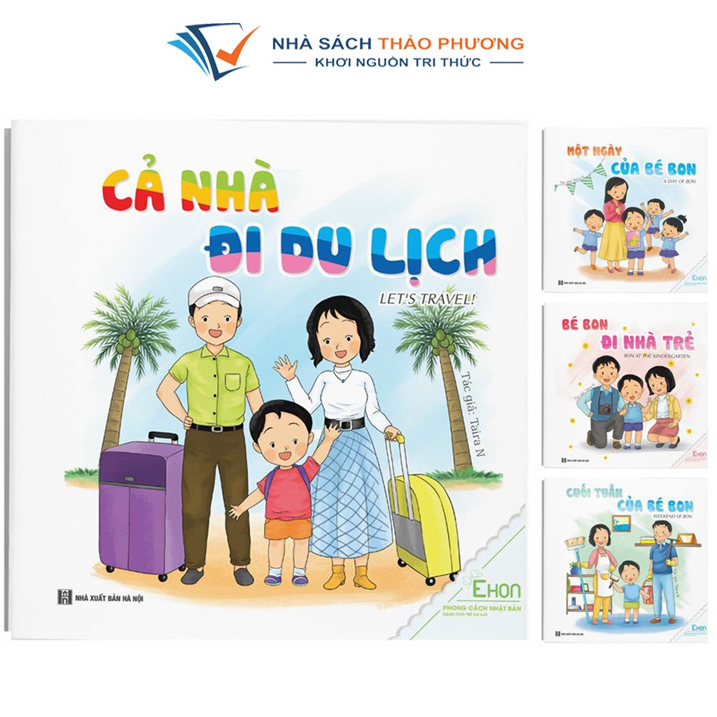 Sách - Ehon kỹ năng sống ngữ: Gia đình bé Bon (Combo 4 cuốn) - có file nghe Tiếng Anh