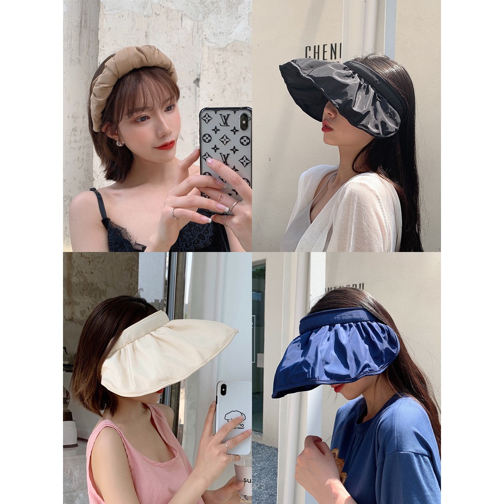 Nón Rộng Vành Hở Chóp Chống Tia Cực Tím Màu Trơn Phong Cách Hàn Quốc Cho Nữ