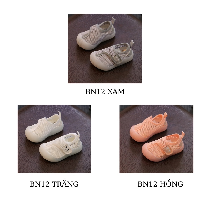 Giày tập đi cho bé trai bé gái Bunny store, giày lưới phù hợp cho trẻ em từ  8 tháng đến 3 tuổi đế mềm thoáng khí BN12