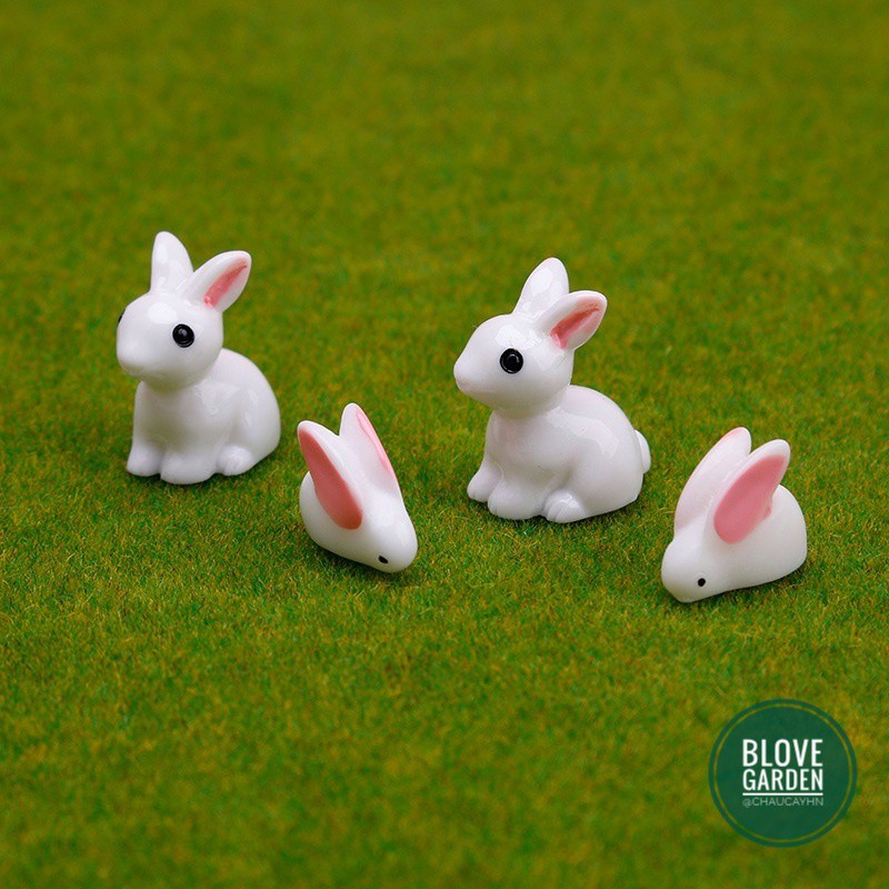 Tiểu cảnh trang trí - Chú thỏ trắng làm phụ kiện sen đá xương rồng, terrarium, charm slime