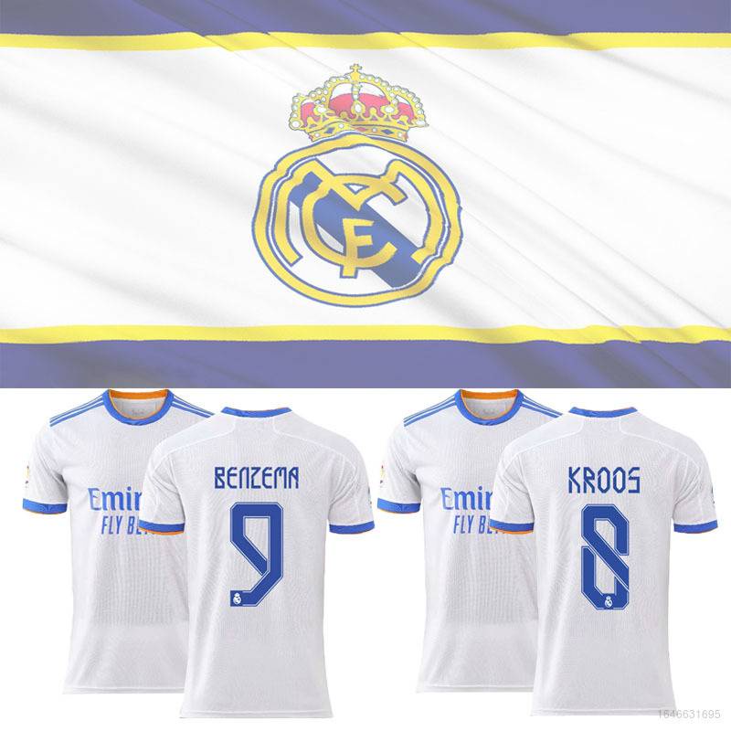 New 2021-22 La Liga Real Madrid F.C. Áo Thun Thể Thao In Logo Đội Benzema Kroos