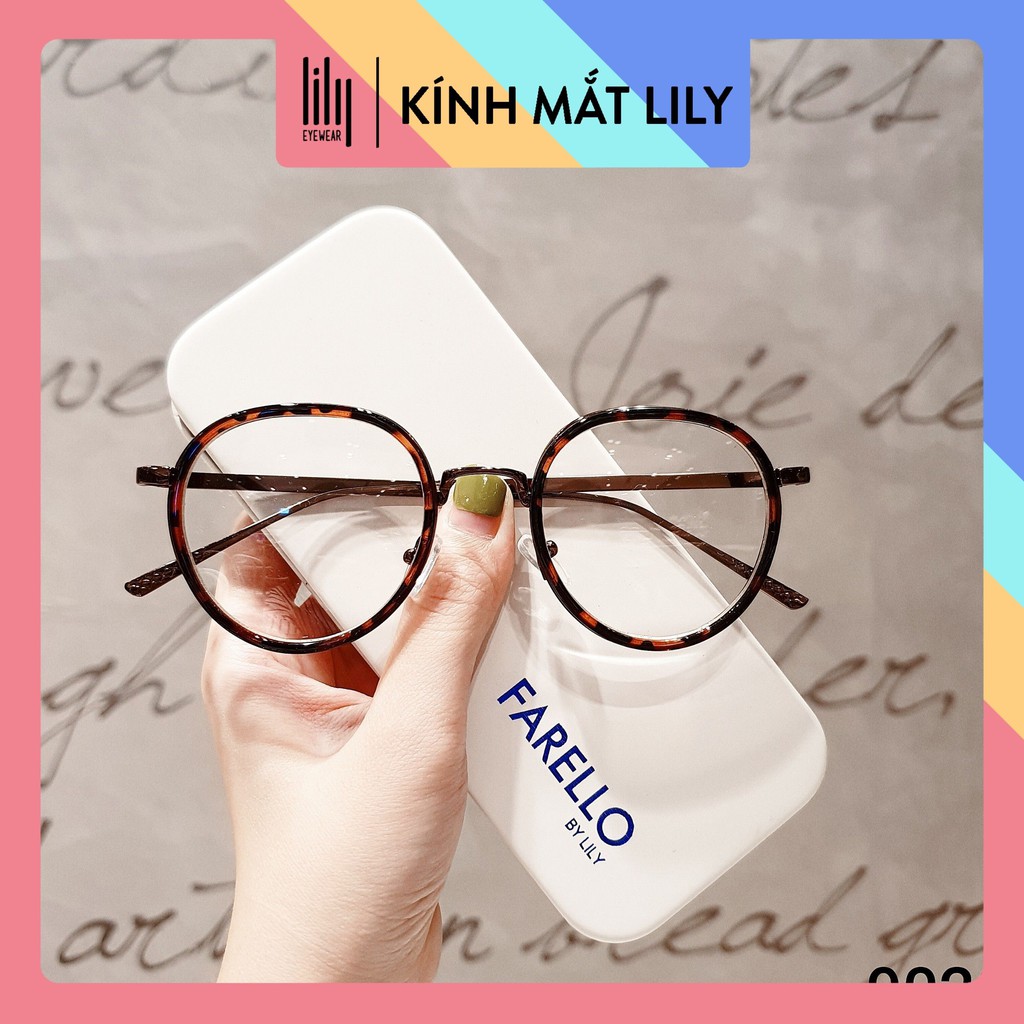 Gọng kính cận mắt tròn kim loại thời trang nam nữ Lilyeyewear 9020 nhiều màu
