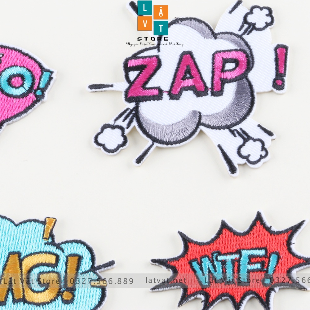 Patch ủi quần áo chữ phong cách  cá tính cực kì dễ thương, dán Vali, tủ lạnh,Sticker miếng dán, đậm chất street