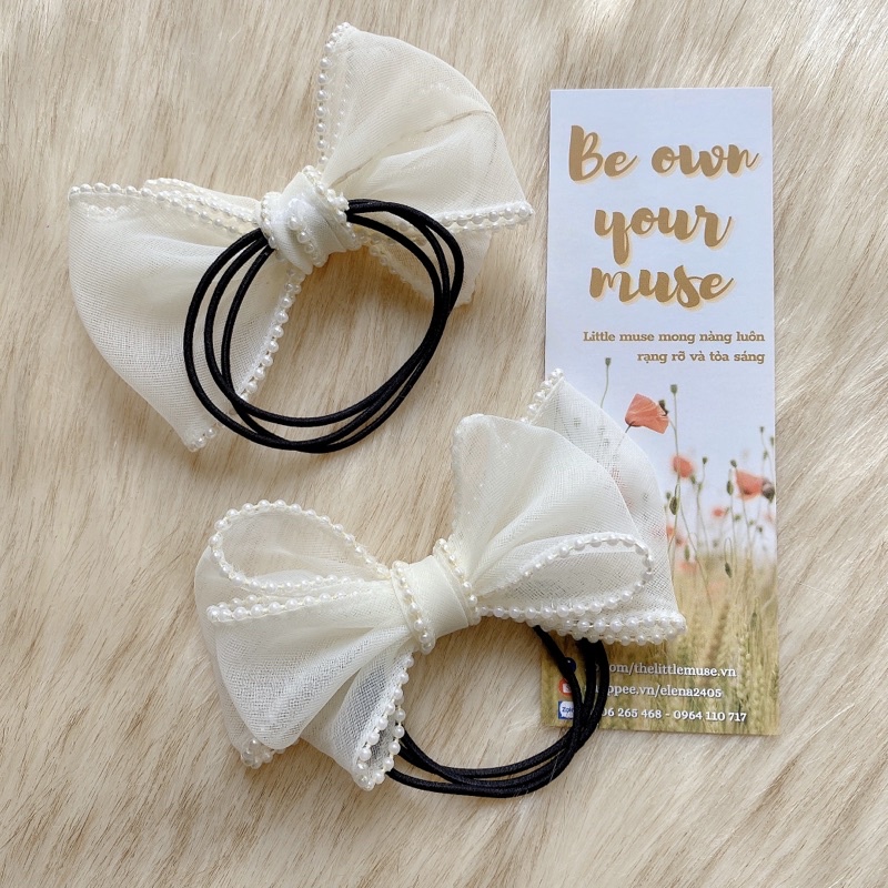 Cột Tóc Nơ Ren Handmade Little Muse Phong Cách Tiểu Thư Cho Bé Gái