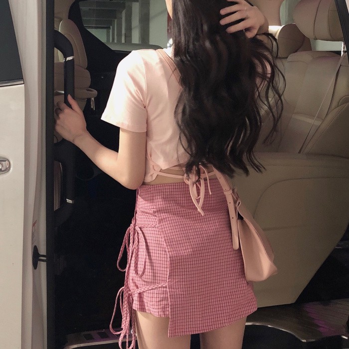 CHÂN VÁY HỌA TIẾT KẺ SỌC PHỐI DÂY ĐAN THỜI TRANG NỮ