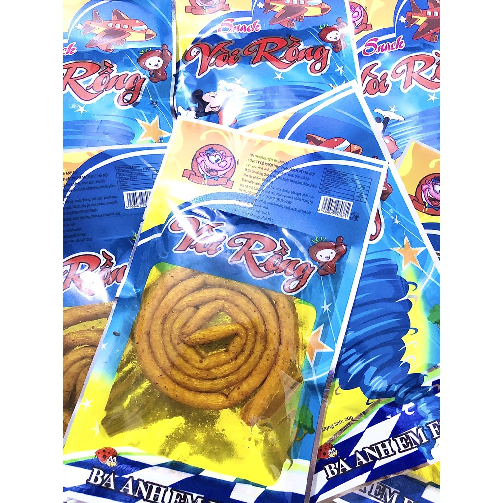 Combo 10 gói snack vòi rồng cay cay gói 30g, đồ ăn vặt tuổi thơ