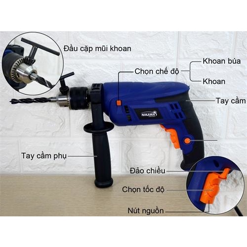 Bộ máy khoan nhật cầm tay dùng điện 85 dụng cụ sửa chữa đa năng khoan bê tông khoan gỗ NIKAWA bảo hành 6 tháng NK-Id85