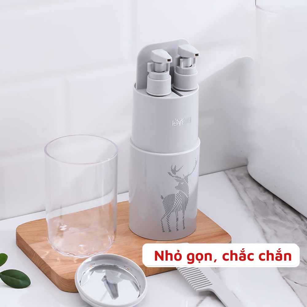 Hộp đựng bàn chải kem đánh răng du lịch cao cấp 8 món có lọ chiết sữa tắm dầu gội đi du lịch nhỏ gọn tiện lợi