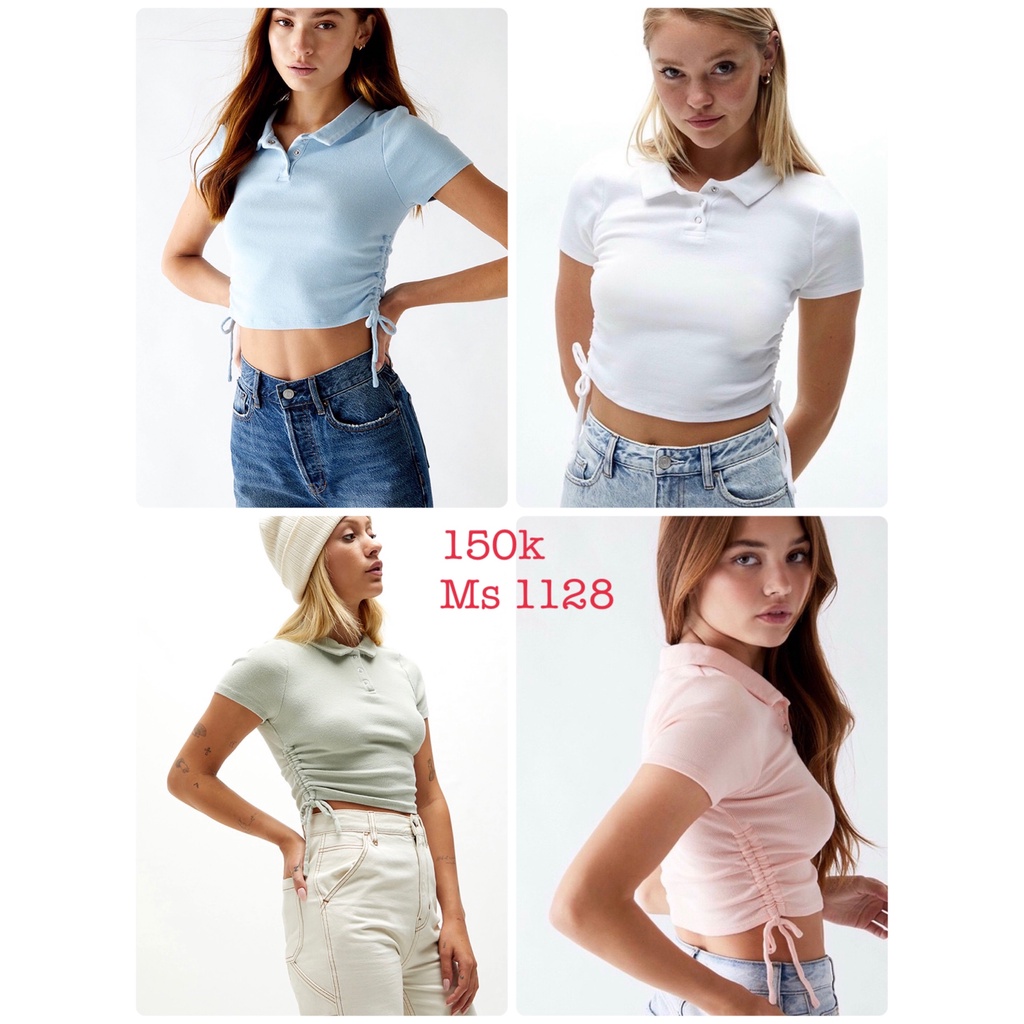 Áo cổ polo rút dây hông