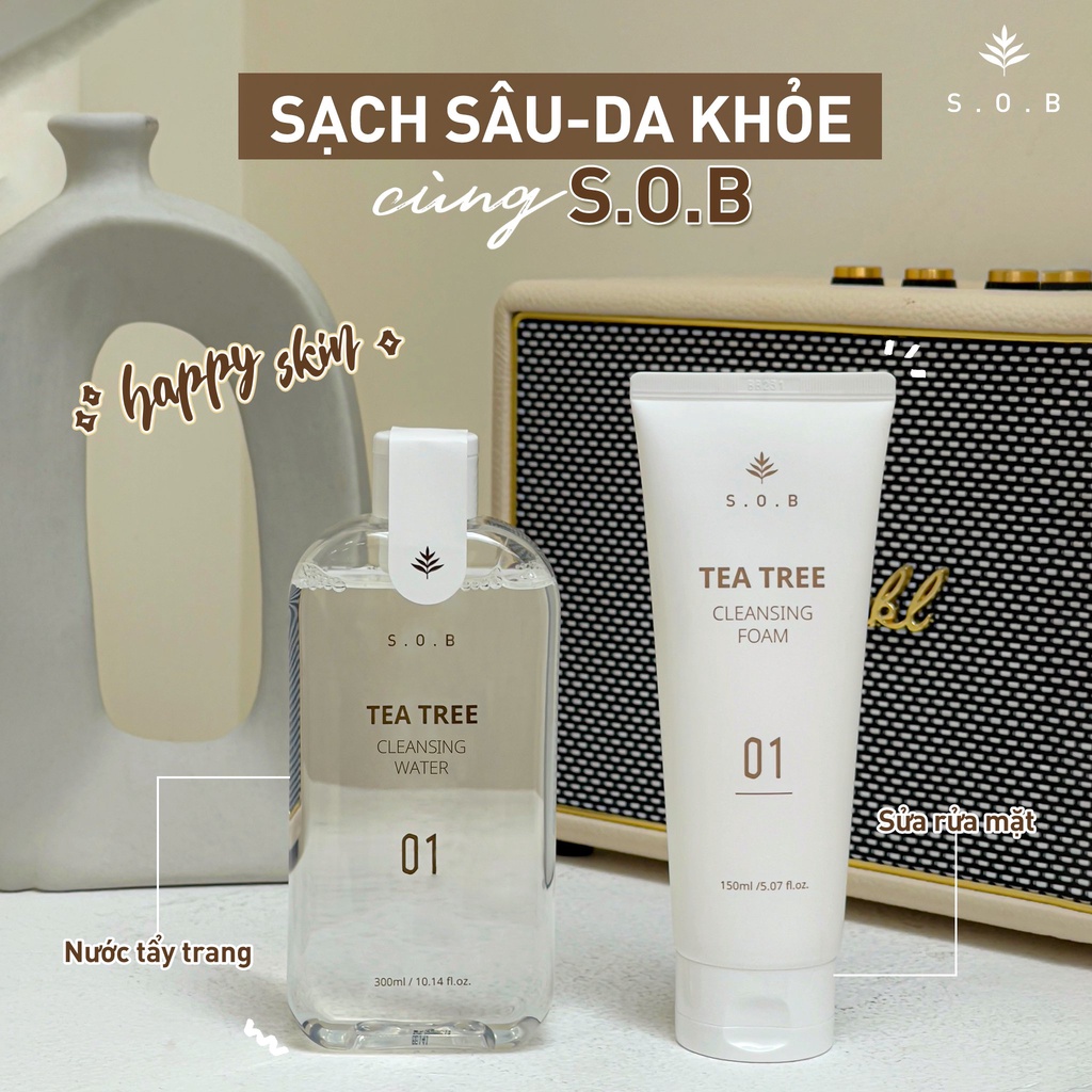 Nước Tẩy Trang Dịu Nhẹ Cho Da S.O.B Tea Tree Cleansing Water 300ml