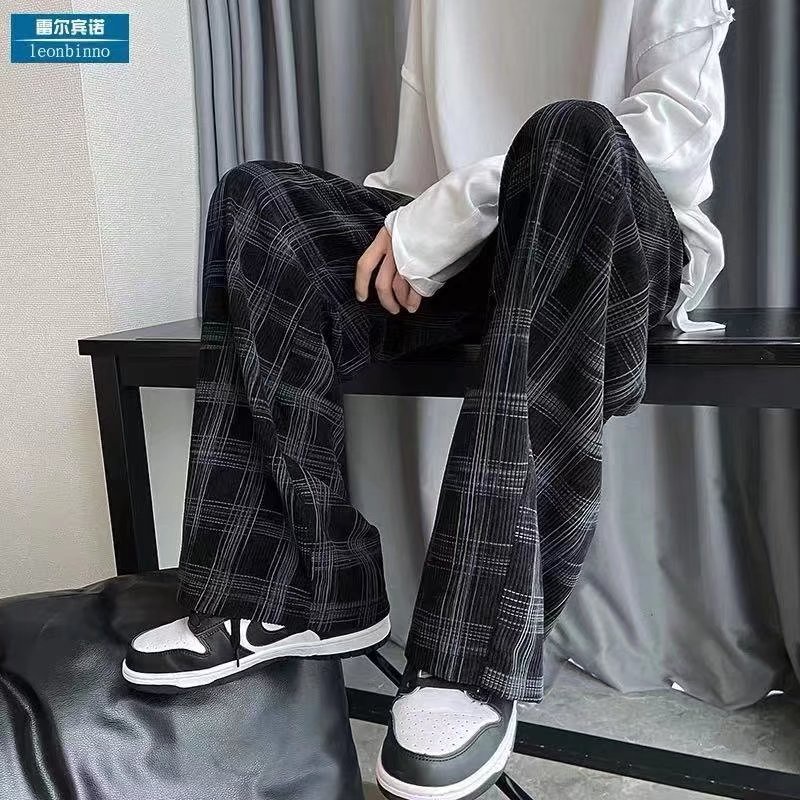 Quần ống rộng họa tiết sọc caro phong cách đường phố cá tính