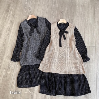 Set váy kẻ len + gile len