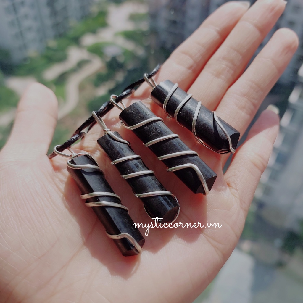 Dây chuyền đá Black Tourmaline, đá bảo vệ dùng trong Tarot, Reiki, đá phong thủy, thiền định