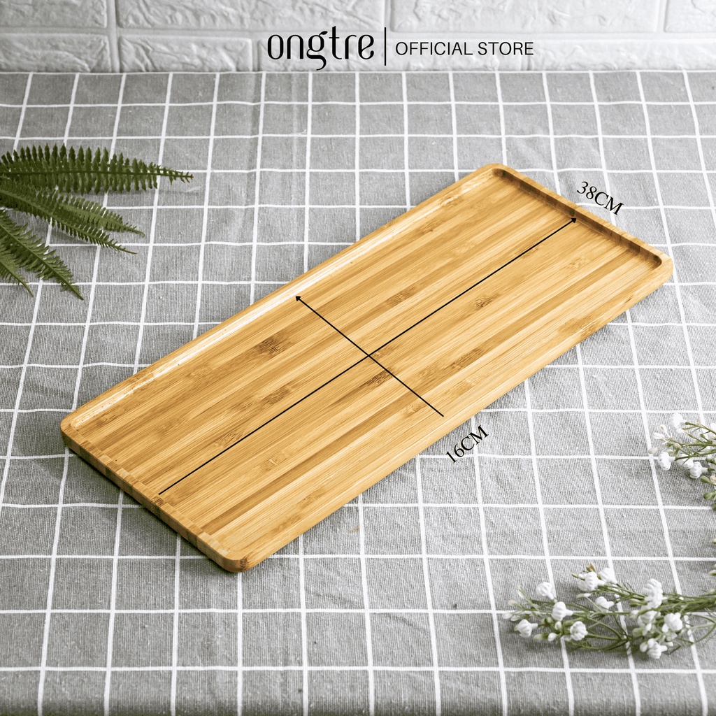 Khay tre tròn, vuông, chữ nhật decor ONGTRE hình chữ nhật đựng đồ ăn, uống trà