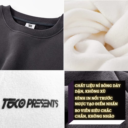 Áo SWEATER basic TUCO form rộng oversize unisex nam nữ nỉ dày dặn không xù local brand , áo dài tay nhiều màu