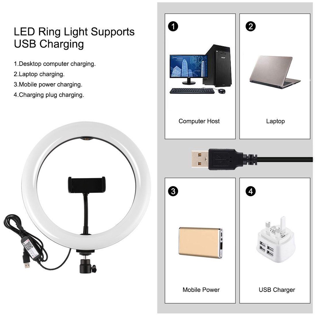 PISTA Vòng Đèn LED 110cm RGBW Hỗ Trợ Quay Video Cho YouTube Tik Tok Facebook