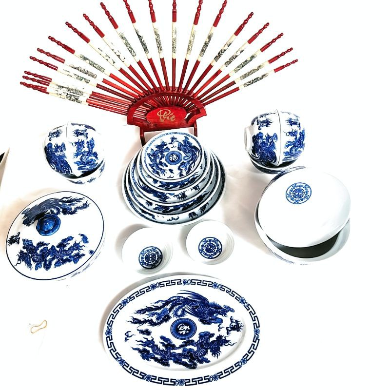 [Tặng ngũ vị tẩy uế} Bộ đồ ăn để thờ - gốm sứ Bát Tràng