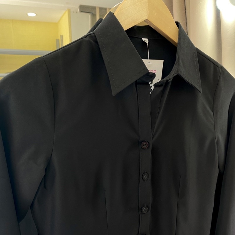 Áo sơ mi nữ tay dài HATOP cao cấp vải cotton loại 1 màu đen ASDD211