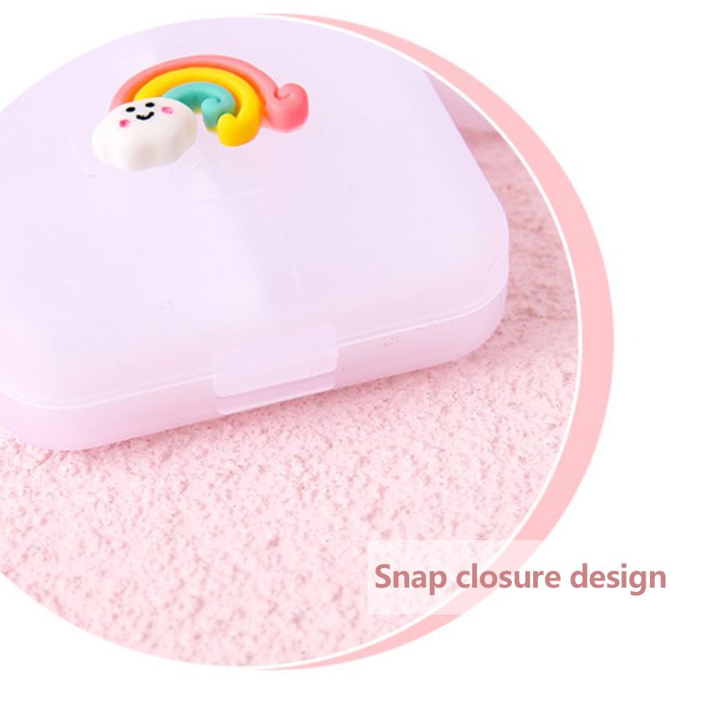 1 hộp đựng thuốc mini 4 ngăn họa tiết hoạt hình dễ thương