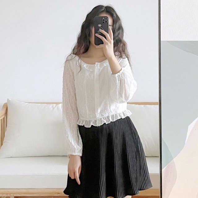 Naked By V - Áo voan có bèo Poppy Croptop