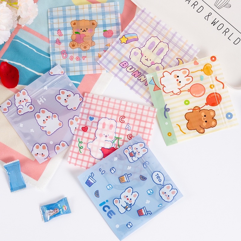 Túi Zip Mini Hình Gấu Thỏ Đựng Kẹo, Đựng Quà Dễ Thương, Túi zip Đựng Thực Phẩm Bánh Kẹo Phụ Kiện Hình Dễ Thương