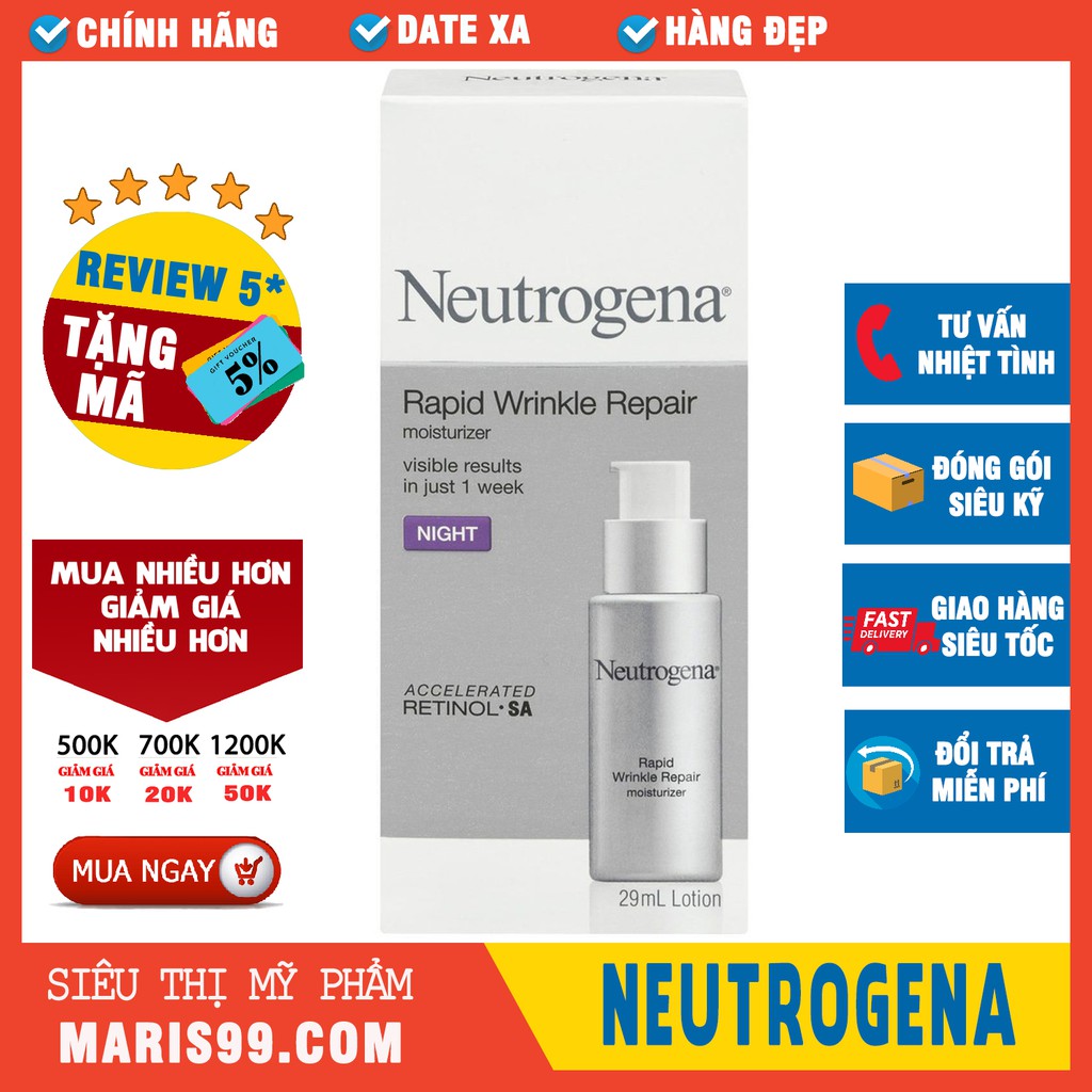 Kem Dưỡng Da Ban Đêm Neutrogena Rapid Wrinkle Repair Moisturizer Night (29ml) _ NTG009DD