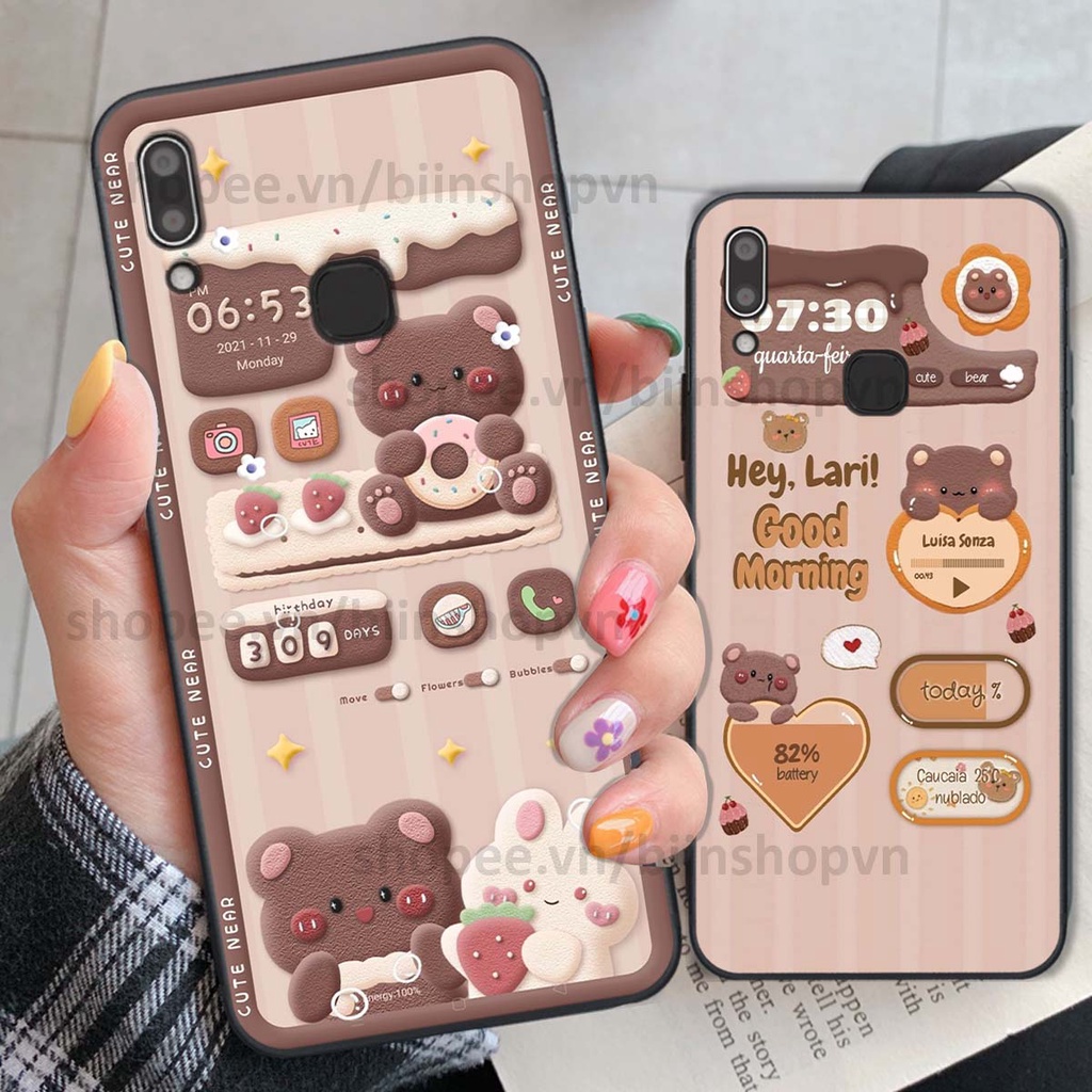 Ốp Vivo Y91 / Y91c / Y93 / Y95 in 3D icon gấu nổi siêu xinh, siêu đáng yêu, cá tính phong cách