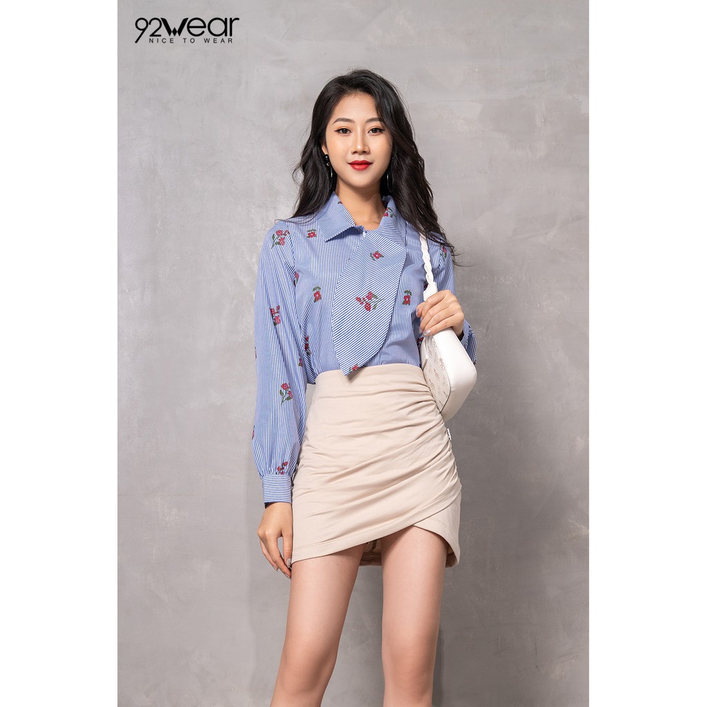 Chân váy ngắn nữ 92WEAR đủ màu, đủ size, vạt chéo quyến rũ JAW0513 | BigBuy360 - bigbuy360.vn