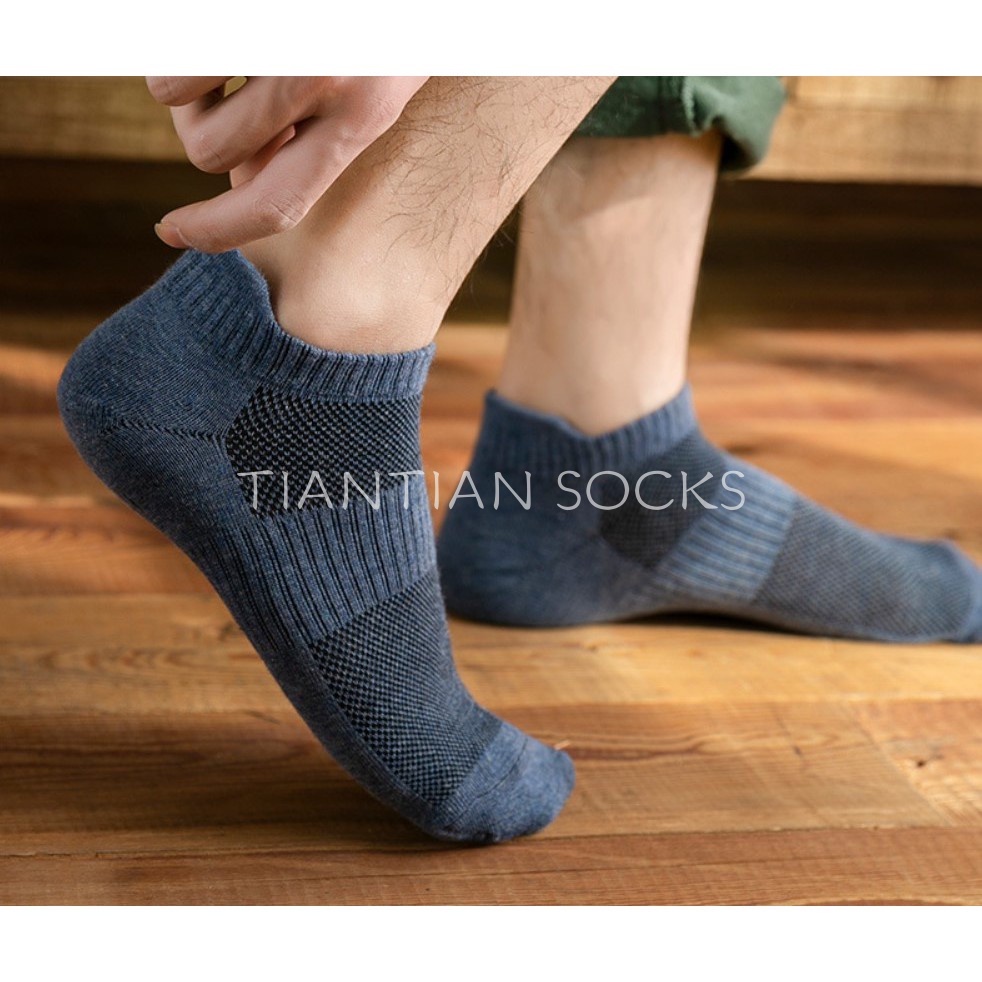 TIANTIAN T049 Tất bằng cotton cổ thấp thoáng khí chống mòn nhiều màu sắc cho nam
