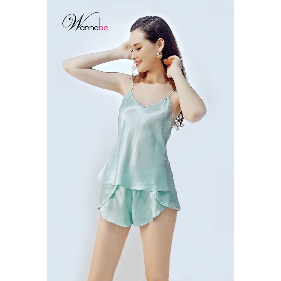 Đồ bộ mặc nhà phi lụa Wannabe, bộ short BSS02