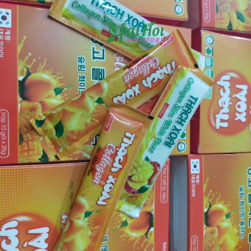 Thạch Xoài Collagen Chính Hãng, Thạch Xoài Hỗ Trợ Giảm Cân Làm Đẹp Da Hiệu Quả (Hộp 10 Gói x25gr) Giảm Cân An Toàn