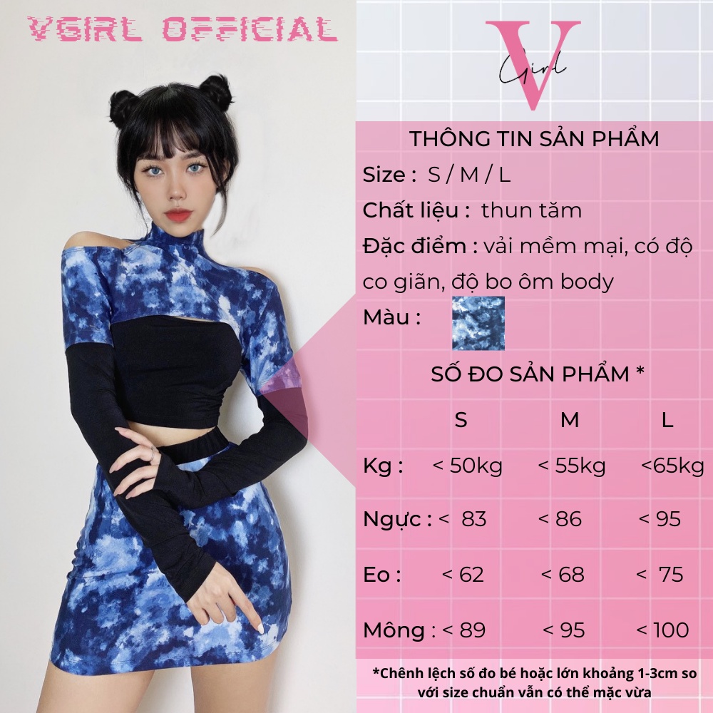 Set bộ 3 món VGIRL áo ống, áo khoác, chân váy thun tăm siêu co giãn, hoạ tiết hack dáng [ẢNH ĐỘC QUYỀN]